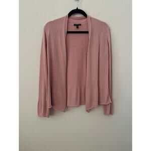 Eileen Fisher Silk Nylon Open Front Cardigan Women's LP Pink Long Sleeve